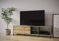 Pozzi POZF02 – Komoda RTV 1-drzwiowa Szarozielony/Dąb Coast Evoke