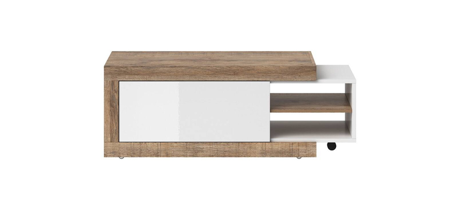 Sintra Stolik Kawowy 120 cm Biały Połysk / Dąb Samdal