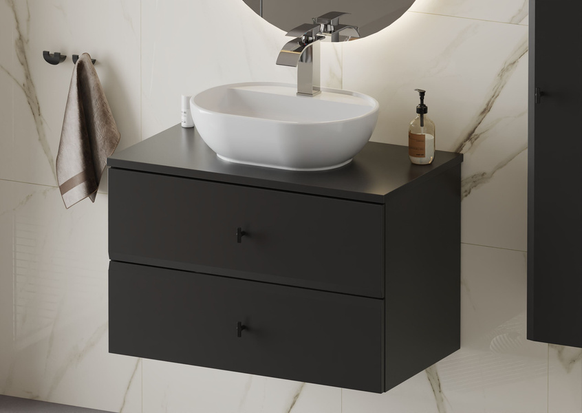 RAY-01 - Szafka pod Umywalkę 2S 80 cm Czarny Mat