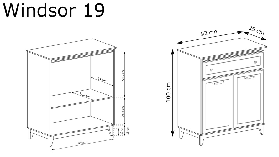 WINDSOR-19 - Komoda 2D1S Cashmere