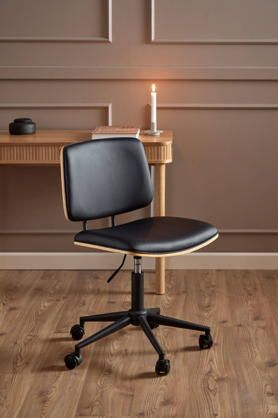 Actona Krzesło Biurowe Obrotowe Owen Czarny Mat Dąb Olejowany