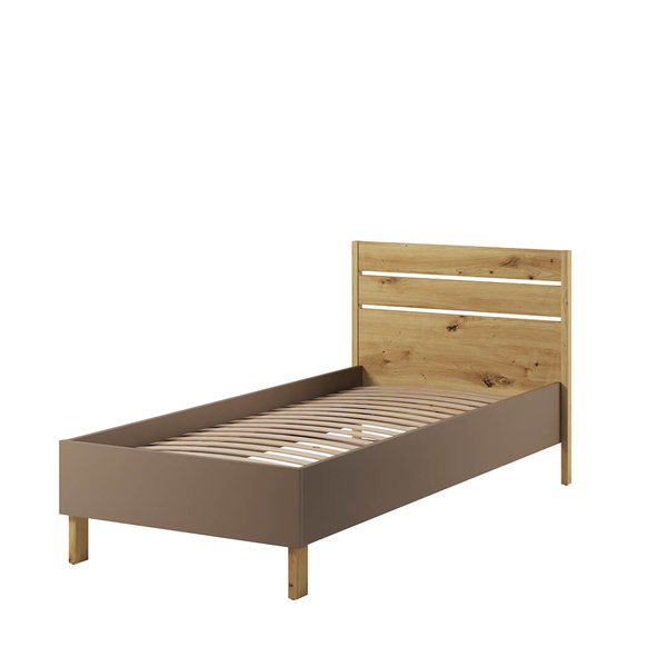 LENNY LY-10 - Łóżko 90 cm Ze Stelażem Dąb Artisan/Beż/Truflowe