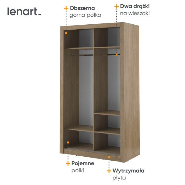 ARTI AR-06 - Szafa Przesuwna 2-drzwiowa 120 cm Dąb Shetland