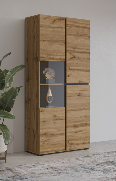 Cross - Witryna 3-drzwiowa Dąb Wotan Czarny Mat