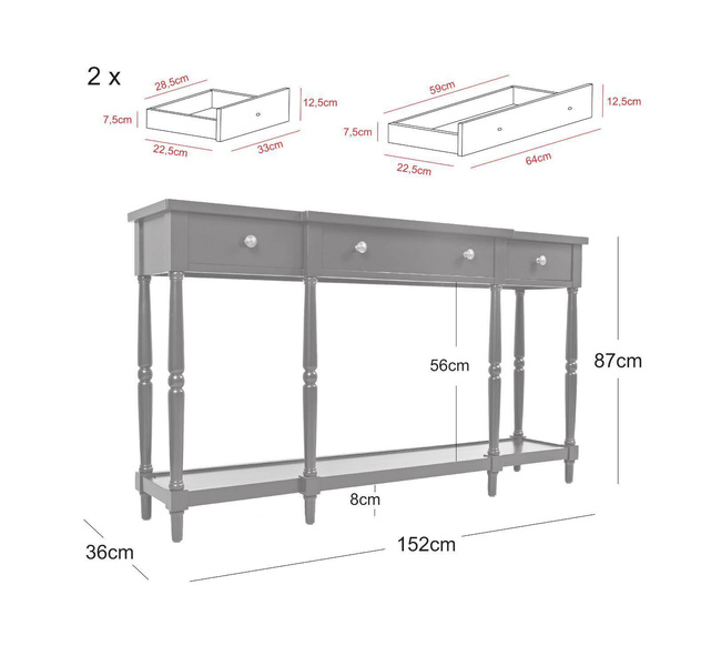 AV1632-60 Avola konsola brązowa 3S Avola antique Mahogany