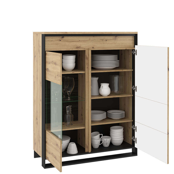 QUANT QA-06 - Szafka 1D1W Z Oświetleniem Dąb Artisan/Czarna