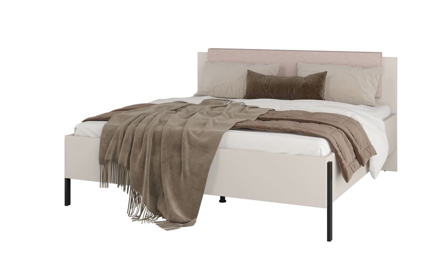 Jukon S - Łóżko 180 cm Kaszmir Czarne Metalowe Nogi