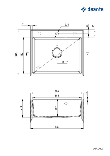 Zlewozmywak granitowy 1-komorowy Andante