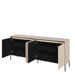 TREND TR-04 - Komoda 4-drzwiowa Z Oświetleniem Beż Piaskowy/Czarny