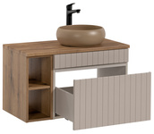 Szafka 60 cm ICONIC CASHMERE z Umywalką WIKI MC i Regałem