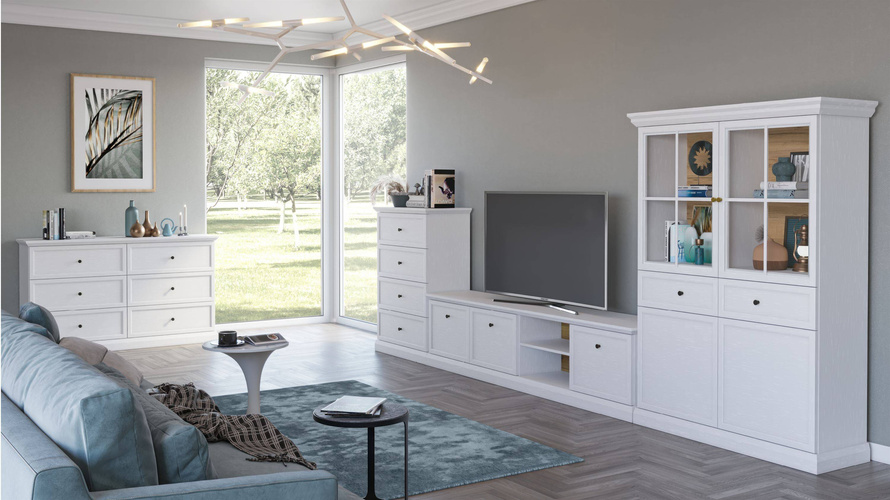 Lucca K4S - Komoda 4 Szuflady Biały Opal/Dąb Craft