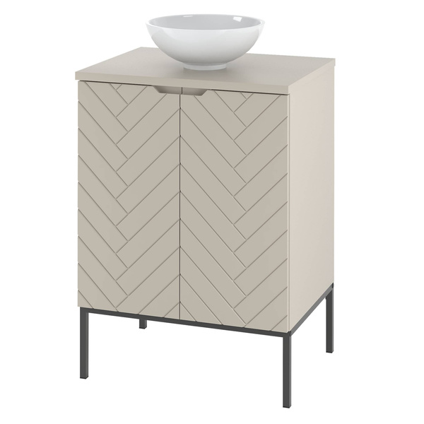 ASPEN-09 - Szafka z Umywalką i Blatem 2D 60cm Kaszmir Zestaw-2 Czarny Stelaż