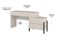 Jukon S - Toaletka Biurko 4S Kaszmir Czarne Metalowe Nogi