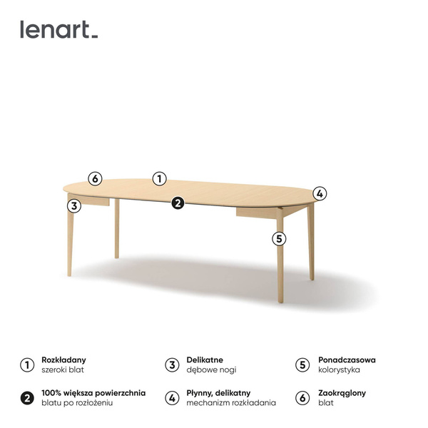PLOT PT-04 - Stół Rozkładany 120-240 cm Dąb Jasny