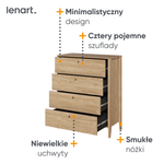 COZY CZ-03 - Komoda 4 Szuflady Dąb Olejowany