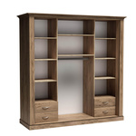 ANTICA-211 - Szafa z Lustrem Drzwi Przesuwne 4 Szuflady Kraft Złoty