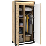 QUANT QA-01 - Szafa 2-drzwiowa Z Oświetleniem Dąb Artisan/Czarna