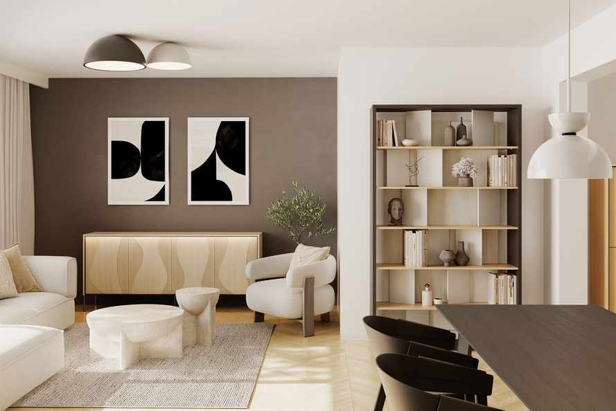 FLOW FW-04 - Komoda 4D z Oświetleniem Dąb Vincenza Bielona Czarny Mat