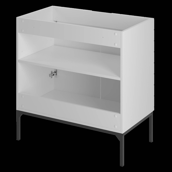 ASPEN-08 - Szafka Pod Umywalkę 2D 80cm Biały Mat Czarny Stelaż