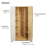 QUBIC QB-01 - Szafa Narożna 2-drzwiowa Dąb Artisan/Stal/Silk Flou