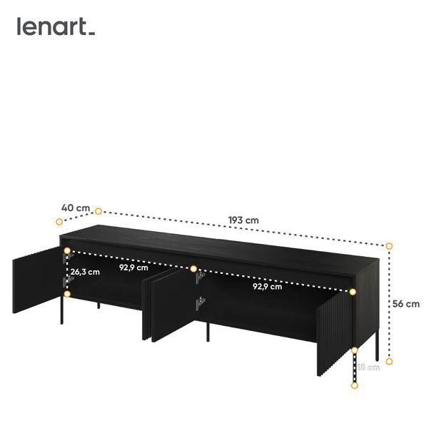 TREND TR-06 - Szafka RTV 4-drzwiowa Z Oświetleniem Czarna