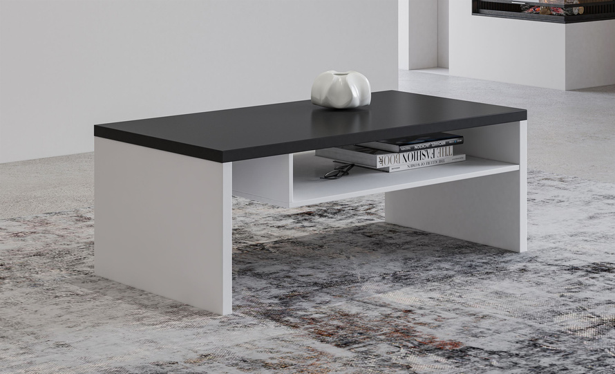 Cross - Stolik Kawowy Biały Czarny Mat