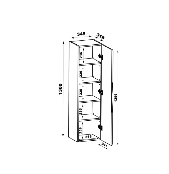 MARCO-03 - Słupek Wysoki 1-drzwiowy Dąb Olejowany