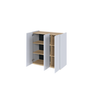 EASY EA-03 - Komoda 3-drzwiowa z Oświetleniem LED Biały Połysk/Dąb Scandi