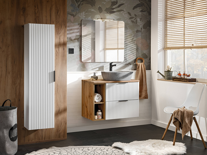 Zestaw 80 cm ADEL WHITE z umywalką ANNA MH1 i Regałem