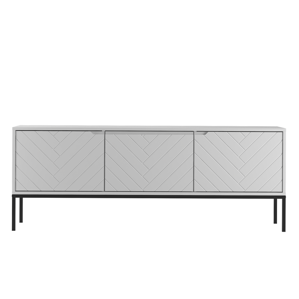 ASPEN-01 - Komoda RTV 3-drzwiowa Biały Mat Czarny Stelaż