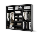 TREND SZAFA TZ-02 - Szafa 3-drzwiowa z Oświetleniem LED Kasztan Arvadonna Czarny Mat