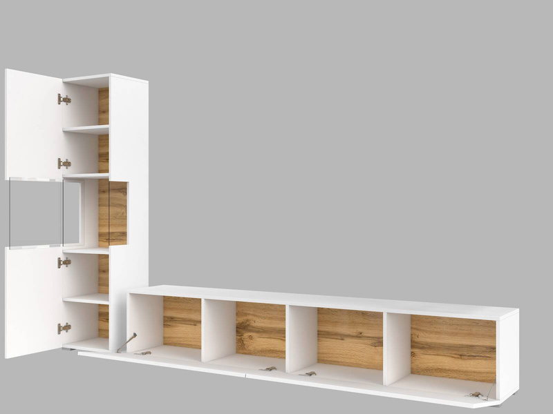 Ava Meblościanka 05+40 Biały Mat/Dąb Wotan