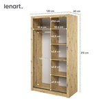 ARTI AR-19 - Szafa Przesuwna 2-drzwiowa 120 cm Dąb Artisan