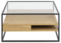 Actona Stolik Kawowy Szklany Randolf Dąb Czarny Mat