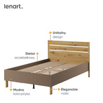 LENNY LY-08 - Łóżko 120 cm Ze Stelażem Dąb Artisan/Beż/Truflowe