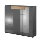 Toledo WM Komoda Wysoka 3D1S Antracyt Połysk / Dąb Grandson