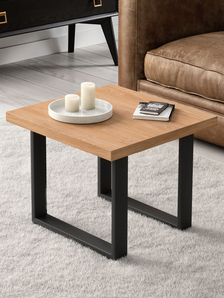 Loft - Stolik Kawowy 53 x 53 cm Dąb Puccini Czarny Mat