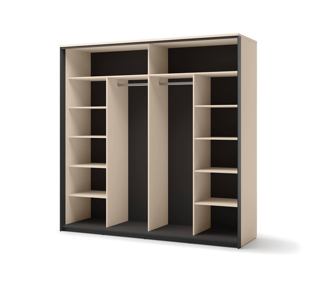 ENNA EN-01 - Szafa 2-drzwiowa z Oświetleniem LED Beżowy Mat Czarny Mat