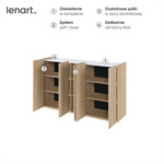 EASY EA-01 - Komoda 5-drzwiowa z Oświetleniem LED Dąb Scandi/Biały Połysk