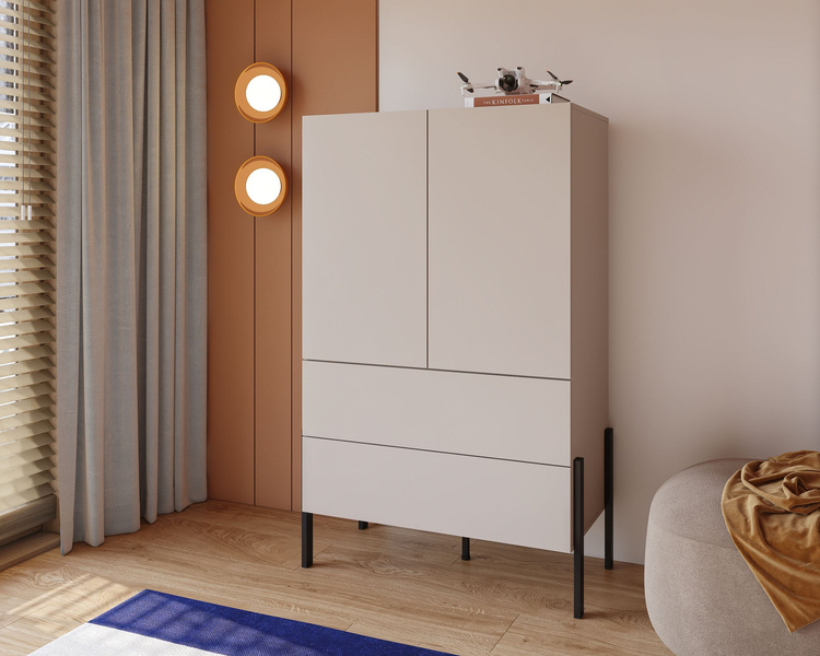 Jukon S - Bieliźniarka 2D2S Kaszmir Czarne Metalowe Nogi