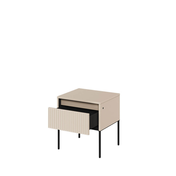 TREND TR-10 - Stolik Nocny 1S Z Oświetleniem Beż Piaskowy/Czarny