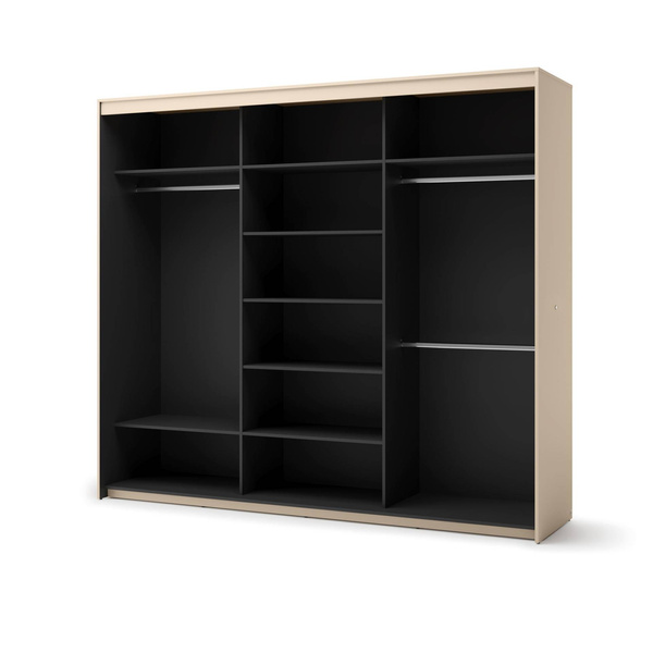 TREND TS-02 - Szafa 3-drzwiowa z Lustrem i LED Beż Piaskowy Czarny Mat