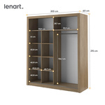 ARTI AR-08 - Szafa Przesuwna 2-drzwiowa Z Lustrami Dąb Shetland