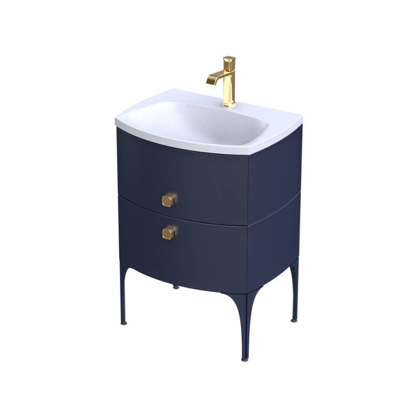 Oristo Szafka z umywalką w białym macie 62 cm 2S LOUIS granatowa mat