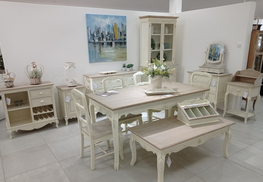 Rimini 08 Komoda 3D/3S prowansalska kremowa beżowy blat drewno/mdf