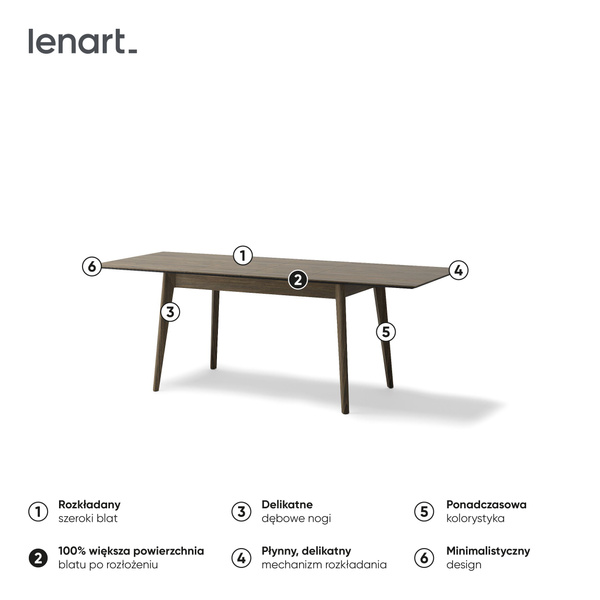 PLOT PT-03 - Stół Rozkładany 145-220 cm Dąb Ciemny