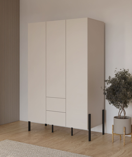 Jukon S - Szafa 3D2S Kaszmir Czarne Metalowe Nogi