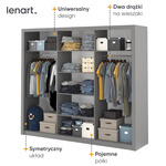 IDEA ID-01-3L - Szafa Przesuwna 3-drzwiowa 3 Lustra Szara