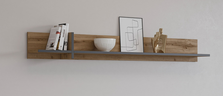 Cross - Półka Wisząca Dąb Wotan Czarny Mat