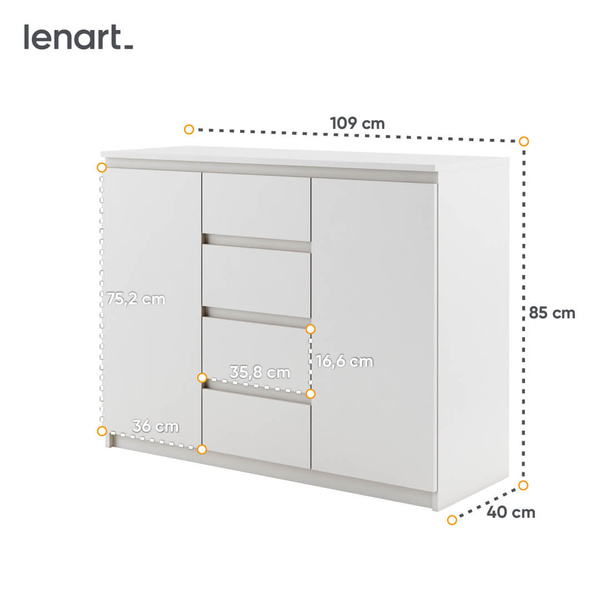 IDEA ID-04 - Komoda 2D4S Biała